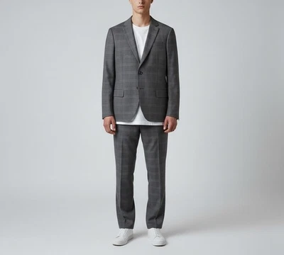 Armani Collezioni M Line Drop 8 Blazer Herren (Eu) 50 Wolle Karo Gefüttert Grau - Bild 1 von 4