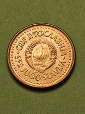 1990 YUGOSLAVIA 50 PARA WORLD COIN KM141 SHARP AU-UNC DETAIL TONED FREE SHIPPING