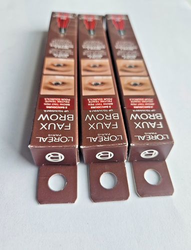 3 PACK L'Oreal Paris Faux Brow, 392 LIGHT BRUNETTE Hair-Like Eyebrow Pen NEW BOX - Picture 11 of 12