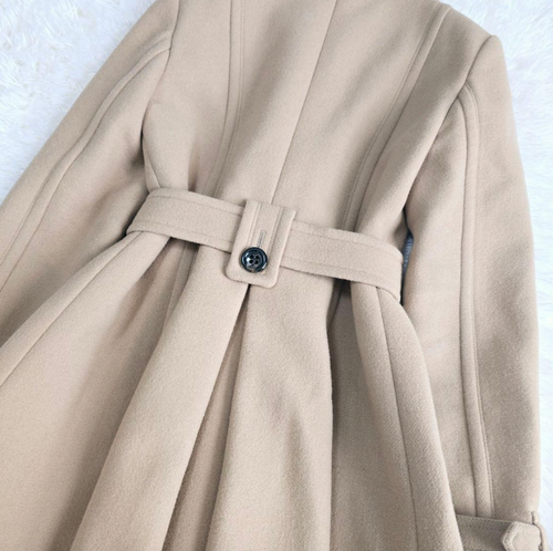 Abrigo Burberry Etiqueta Azul Mezcla Lana/Angora Línea A Beige Talla M (US-S) - Imagen 8 de 13
