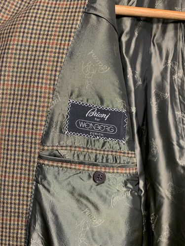 Brioni For Weinberg Zurich VTG Mens Green Multicolor Check Blazer Jacket Sz 58R - Picture 14 of 23