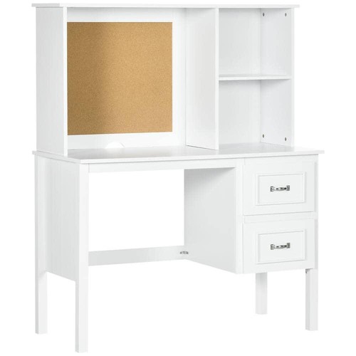 HOMCOM 19.75 in. Rectangular White 2 Drawer Computer Desk with Drawers and