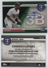 2016 Bowman Chrome Prime Position Green Refractor /99 Miguel Sano Rookie Auto RC