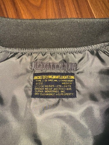 Alpha Industries MA-1 Nylon Flight Jacket Dark Green M Used - Picture 3 of 9