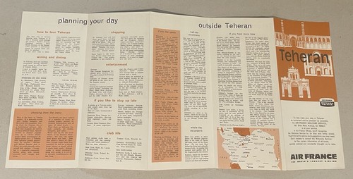 1960's Air France promotional flyer brochure with map Teheran Iran - Picture 5 of 7