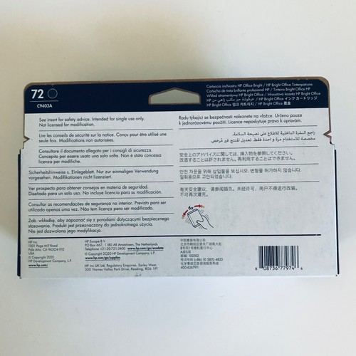 Sept 2023 Genuine HP 72 Matte Black Ink Cartridge C9403A OEM Sealed - Picture 5 of 5