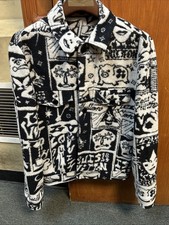 Louis Vuitton Comics Button-Up Black White Wool Size 52/XL Trucker Jacket