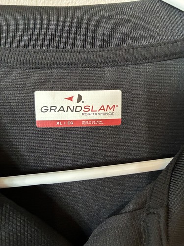Schwarzes Herren Polo Grandslam Hemd Gr. XL Knopf Kurzarm Kragen Polyester - Bild 2 von 4