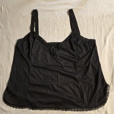 Mel-Lin Vtg Lace Trim Camisole Women Large 40 inches chest Black Goth Grunge