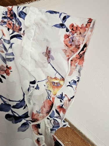 Women Tamara H Ruffle Sleeveless Blouse XS Colorful Floral Ties WT Raise Pattern - Bild 7 von 24