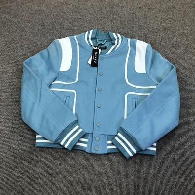 Milano Di Rouge Gamble Jacket II Womens S Powder Blue Wool Varsity Snap Front