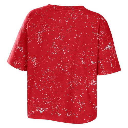 Women's WEAR by Erin Andrews Red Maryland Terrapins Bleach Wash Splatter Cropped - Bild 3 von 3