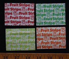 [ Lot of 4 Vintage FRUIT STRIPE GUM Wrappers - 1970s w/ Zebra - Candy Nostalgia]