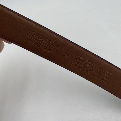 Nordstrom Herren schwarz Ledergürtel 36 silberne Schnalle 1 1/4" breit CA57963 - Bild 5 von 6