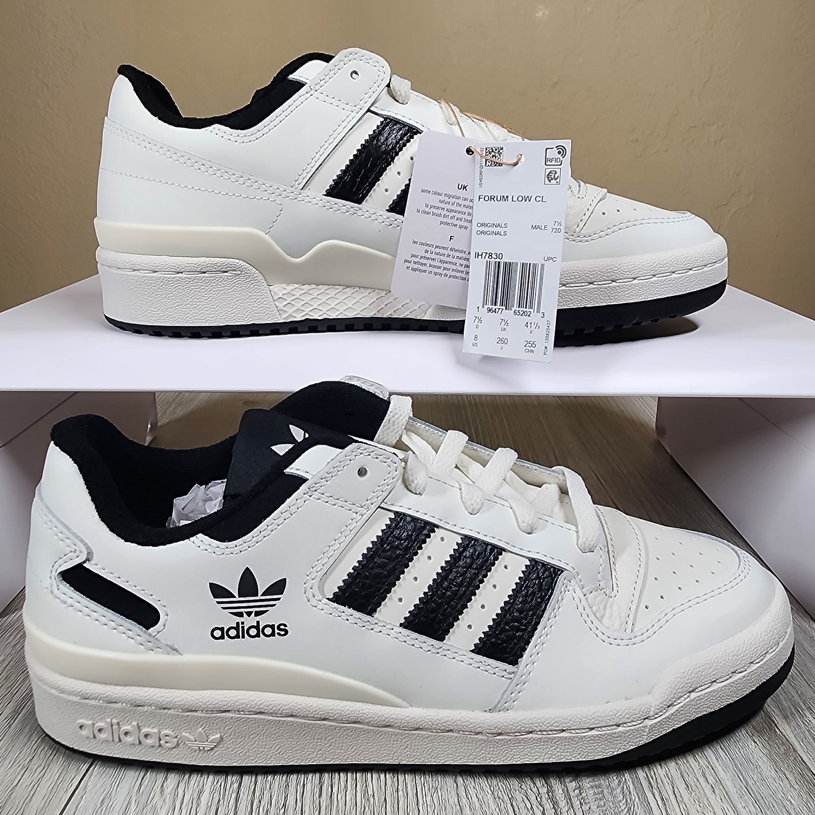 Adidas Originals Forum Low CL White&sol;Black Mens Size 8 New IH7830