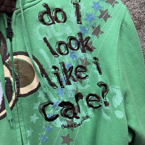Bobby Jack Adult Zipup Sweat Jacket Hoodie Green Large/XLarge Y2K Size Missing - Picture 8 of 16
