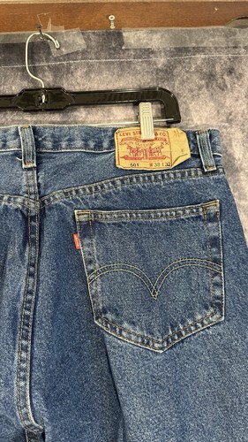 Vintage 90s Levis 501 Blue Button fly Denim Made in USA Jeans Actual 38x32 Firm - Picture 13 of 16