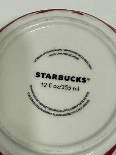 Starbucks 2013 Candy Cane Twist Coffee Mug 12 oz Red & White Ceramic 2.75"h x4"w - Picture 4 of 11