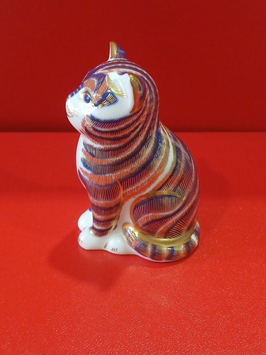 Royal Crown Derby große sitzende Katze LVIII Briefbeschwerer mit sitzendem Kätzchen LX - Bild 11 von 18