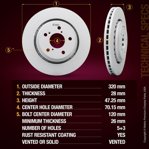 Rotor disque de frein avant pour Honda Odyssey Pilot Ridgeline Passport Acura MDX - Photo 2/9