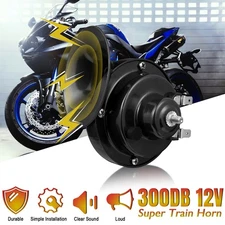 12V Super Loud Train Horn Waterproof for Motorcycle Car Truck SUV Boat Black