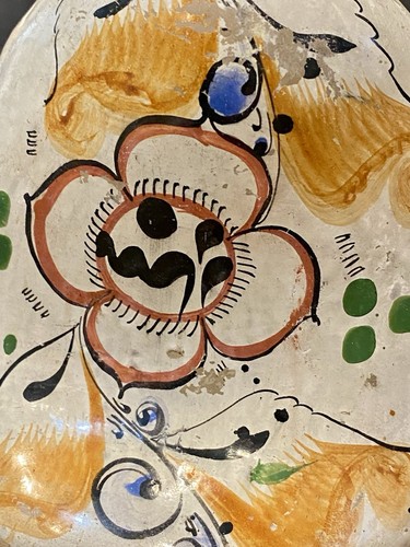Cerámica mexicana Tonala vintage pintada a mano búho firmado arte popular pájaro de cerámica - Imagen 7 de 9