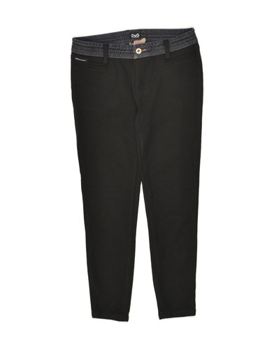 DOLCE & GABBANA Womens Slim Casual Trousers W27 L25 Black Cotton AR07
