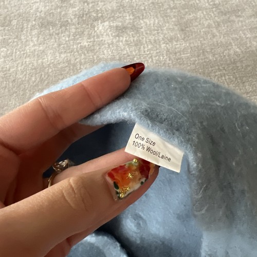 Paris blau Barett Wolle Damen Mütze Vintage bestickt OS - Bild 5 von 7