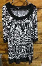 Tiana B Women's Large Shift Dress Black and White Made in USA Stretchy Retro