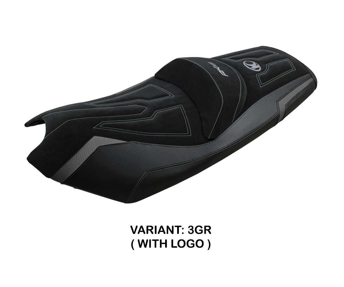 Seat saddle cover Rajka Gray GR + logo TPZ Italia for Kymco AK 550 2017 > 2023