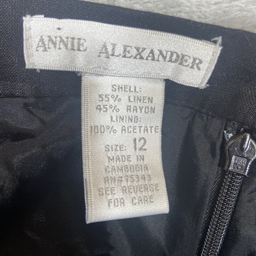 Annie Alexander Black Linen Blend Trousers Pants Lined Loose Fit Career Classic - Picture 7 of 12