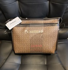 Gorgeous GUESS 2-Piece Cosmetic Bag Set – Brown Monogram Vanity Case/Makeup bag