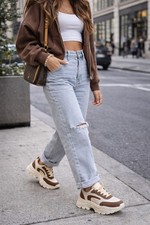 Girls Chunky Fashion Platform Trainers Size Adult 2 to 6 UK - WEDGE LADIES SHOES