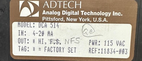 Adtech DCA514 Single Alarm Module 4-20 mA 115 VAC DCA 514 - Picture 3 of 3