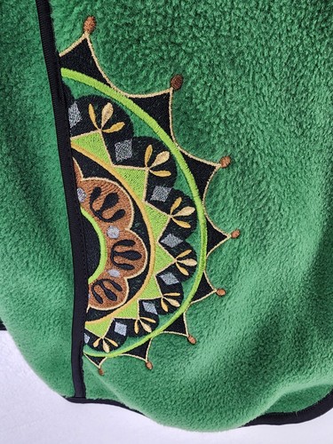 Bob Mackie Wearable Art Womens 3X Green Embroidered Fleece Zip Up Vest - Picture 2 of 10