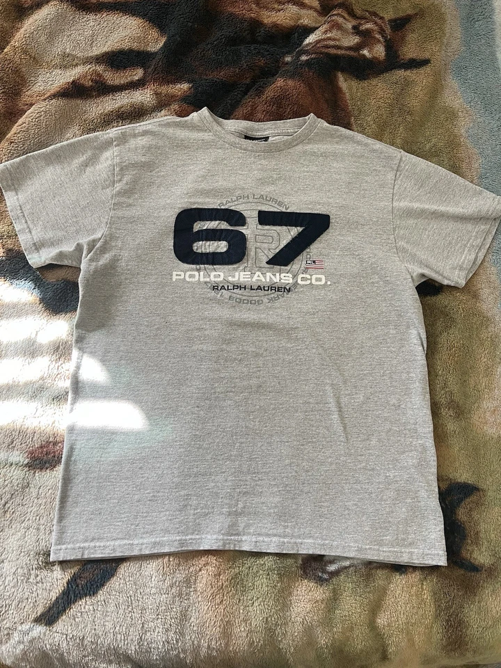 Camisa Polo Ralph Lauren 67 Vintage Mediana RL-67 Gris Manga Corta Para Hombre Foto 2 de 4