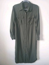 Banana Republic Petite Utility Shirt Dress Sz S Olive Green Long Sleeve Button