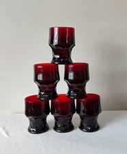 Anchor Hocking Georgian Ruby Red 9 oz Tumblers Set of 6 – Honeycomb Pattern
