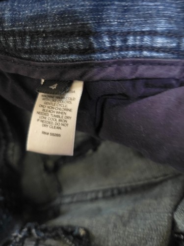 Pantalones Cortos Express Para Mujer 4 Azul Denim Elastizados Puños Vaqueros Oscuros Tiro Bajo Botón-Volar - Imagen 4 de 4