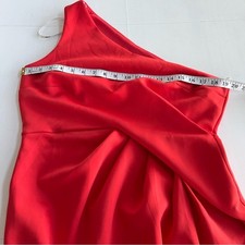 New ASOS DESIGN One Shoulder Pleat Detail Bodycon Maxi Dress Red Women's SIZE 12