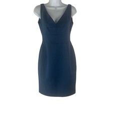 Tahari Womens Size 2 XS Blue V Neck Sheath Career Dress