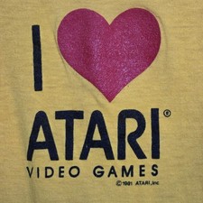 VTG 1981 I Love ATARI Video Games Logo-7 RARE Promo Single Stitch T-shirt Large