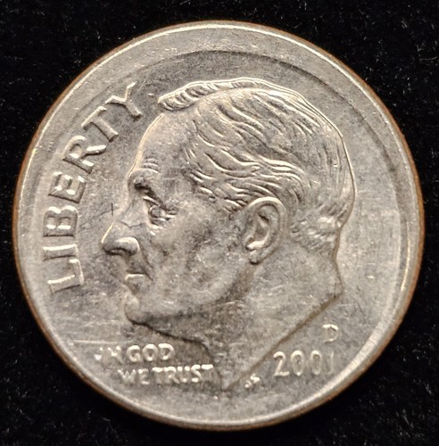 2001-D Roosevelt Dime 10C Off Center Mint Error - Picture 1 of 2