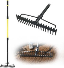 Jardineer Bow Rake Heavy Duty, Long Handle Metal Rakes for Gravel, Rocks, Lawns
