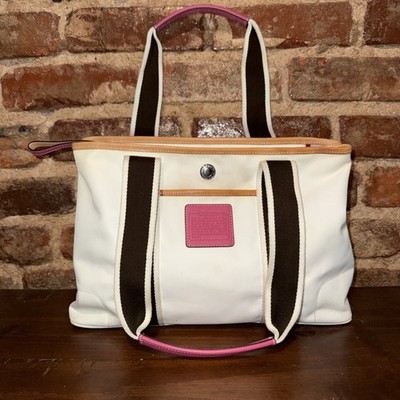 Vintage Y2K Coach Reversible Hamptons Pink/Ivory Signature Tote