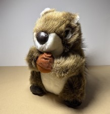 Vintage Squirrel Plush Forestcore Standing Stuffed Animal with Nut Fall Nature