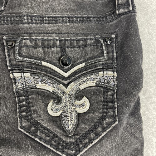 Pantalones de mezclilla ajustados Rock Revival Beliss de tiro medio para mujer talla 27 dobladillo crudo vaquera - Imagen 11 de 18