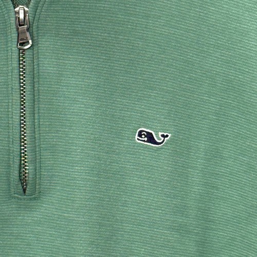Vineyard Vines Mens 1/2 Zip Cotton Pullover Size S Green Whale Logo Spellout - Picture 2 of 6