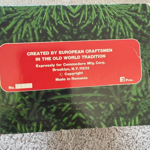 Vintage European Craftsmen Glass Christmas Tree Ornaments Red Green 3 Pcs w Box - Picture 3 of 8