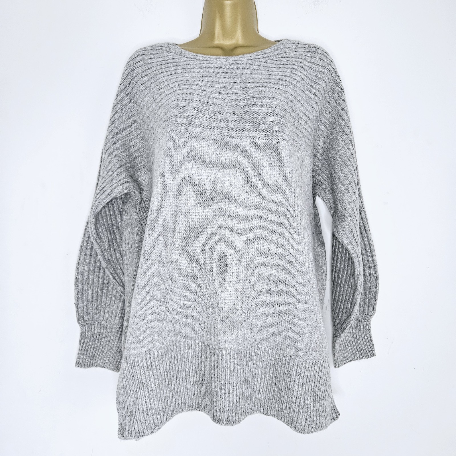 NEW Ex M&S Size 10-22 Oversized Super Soft Relaxed Fit Grey Knitted Jumper
